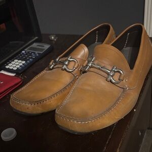 Salvatore Ferragamo Brown Loafers with Silver Accent